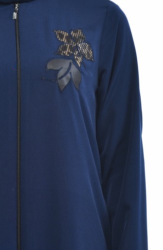 Abaya a Fermeture 0085-05 Bleu Marine 0085-05