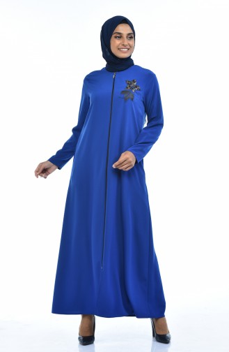 Abaya a Fermeture 0085-06 Bleu Roi 0085-06