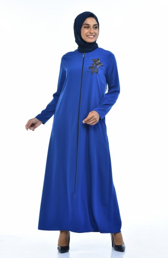 Blumenapplikation Abaya mit Reissverschluss 0085-06 Saks 0085-06