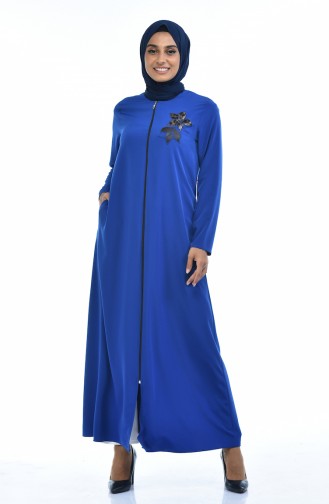 Abaya a Fermeture 0085-06 Bleu Roi 0085-06