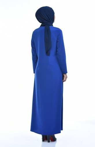 Abaya a Fermeture 0085-06 Bleu Roi 0085-06