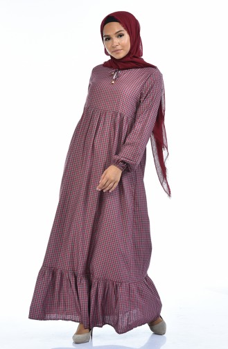 Claret Red Hijab Dress 1276-04