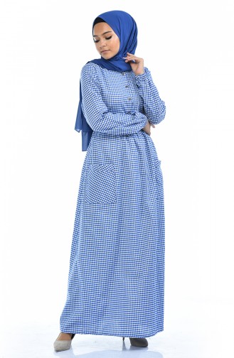 Geknöpftes Kleid 1284-03 Blau 1284-03