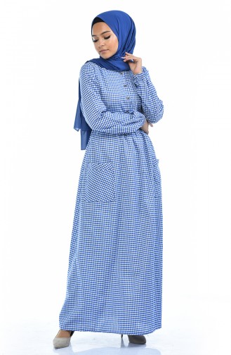 Geknöpftes Kleid 1284-03 Blau 1284-03