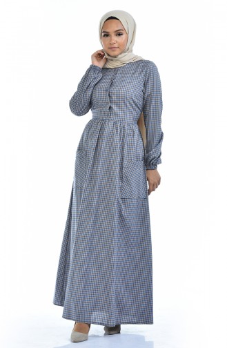 Navy Blue Hijab Dress 1284-05
