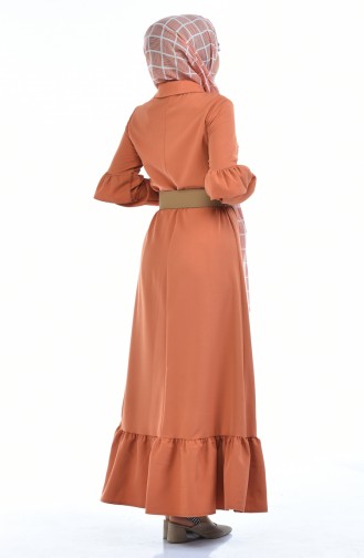 Gerafftes Kleid mit Gürtel 5035-05 Orange 5035-05