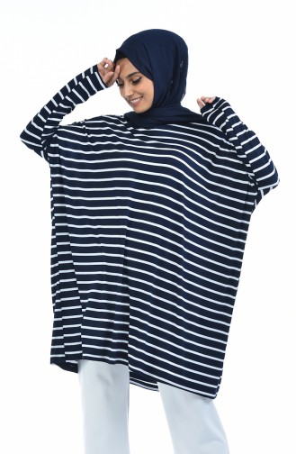 Çizgili Penye Tunik 07231-06 Lacivert