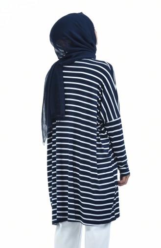 Çizgili Penye Tunik 07231-06 Lacivert
