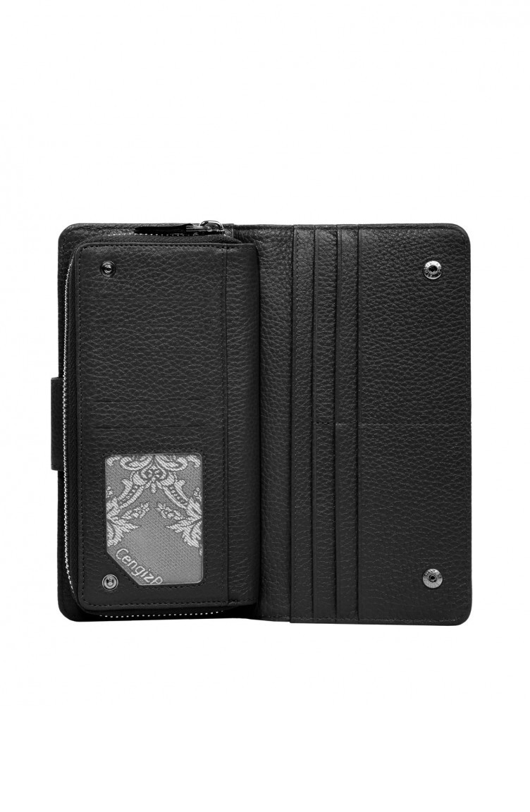 Cengiz Pakel Leather Women Wallet Black 3465104 Siyah Sefamerve