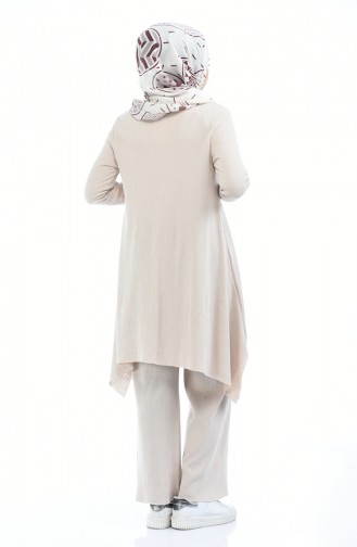 Ensemble Deux Pieces Tunique Pantalon Tricot 2209-04 Beige 2209-04