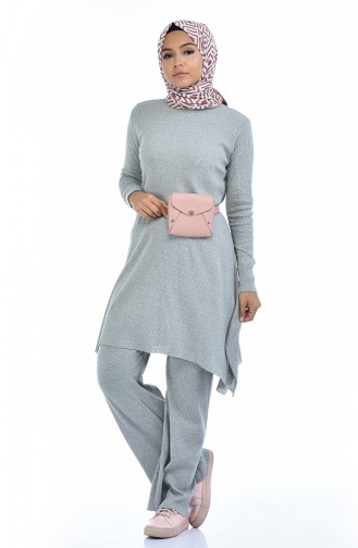 Ensemble Deux Pieces Tunique Pantalon Tricot 2209-03 Gris 2209-03