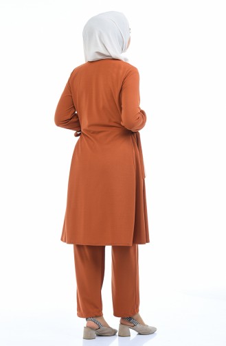 Elastic Sleeve Tunic Trousers Double Suit 5275-05 Tobacco 5275-05
