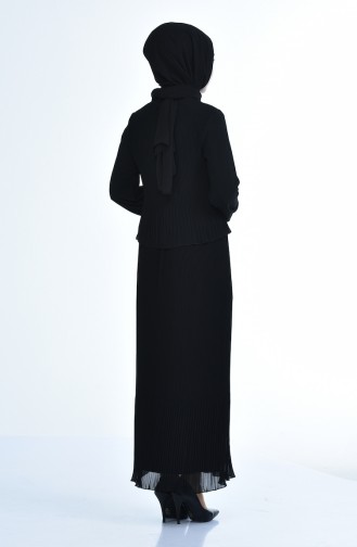 Piliseli Elbise 16491-02 Siyah