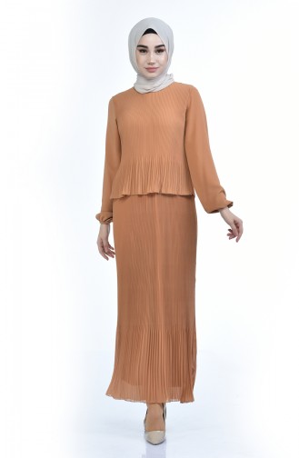 Plissee Kleid 16491-03 Camel 16491-03