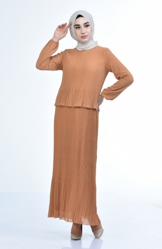 فستان عسلي 16491-03