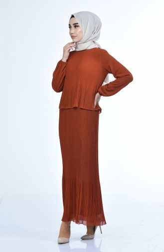 Brick Red Hijab Dress 16491-06