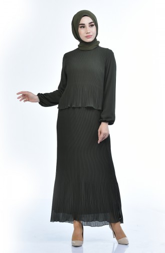 Khaki Hijab Dress 16491-07