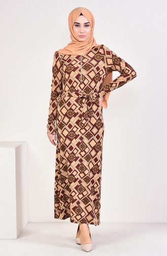 Brown Hijab Dress 9193-03