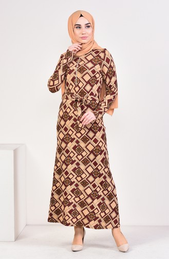 Brown Hijab Dress 9193-03