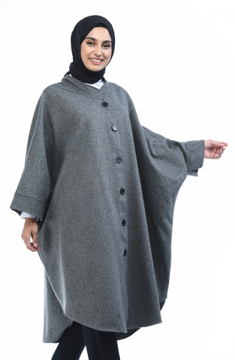 Geknöpftes Poncho 8001-02 Grau 8001-02