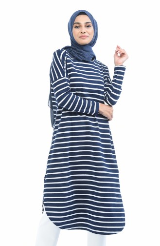 2901-03 تونيك مخطط أبيض كحلي 2901-03