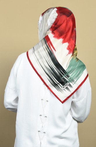 Karaca Desenli Rayon Eşarp 90587-12 Kırmızı Yeşil