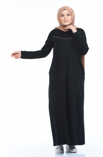 Sport Abaya mit Reissverschluss  10010-03 Schwarz 10010-03