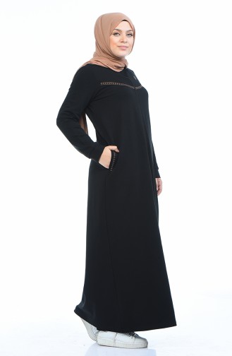 Abaya Sport a Fermeture 10010-03 Noir 10010-03