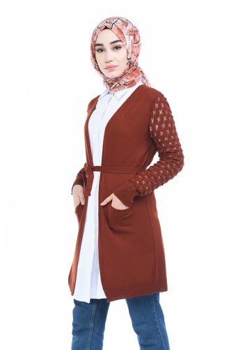 Tropfen-Arm Acryl Strickjacke  2169-05 Ziegelrot 2169-05