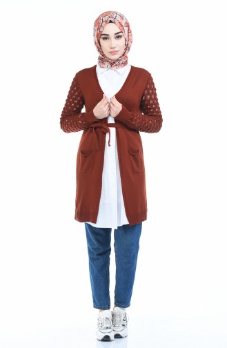 Tropfen-Arm Acryl Strickjacke  2169-05 Ziegelrot 2169-05