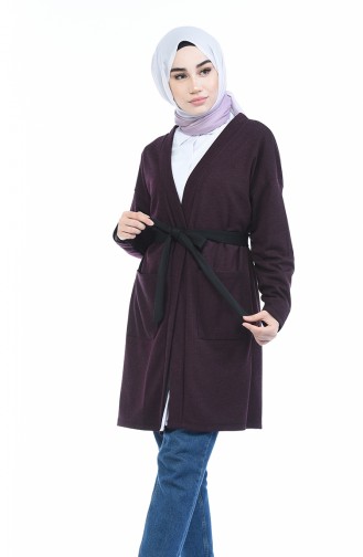 Gilet a Ceinture et Poches 0729-02 Plum Foncé 0729-02