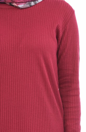 Fitilli Tunik Pantolon İkili Takım 4093-01 Bordo