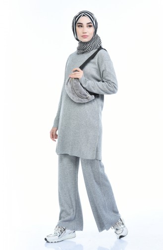 Fitilli Tunik Pantolon İkili Takım 4093-03 Gri