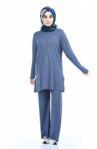 Fitilli Tunik Pantolon İkili Takım 4093-05 İndigo