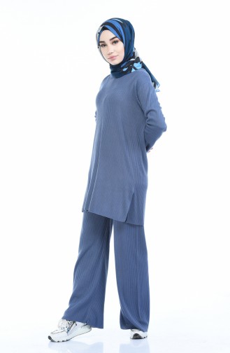 Fitilli Tunik Pantolon İkili Takım 4093-05 İndigo