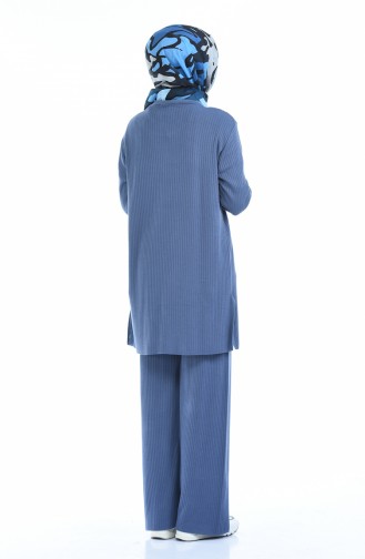 Fitilli Tunik Pantolon İkili Takım 4093-05 İndigo