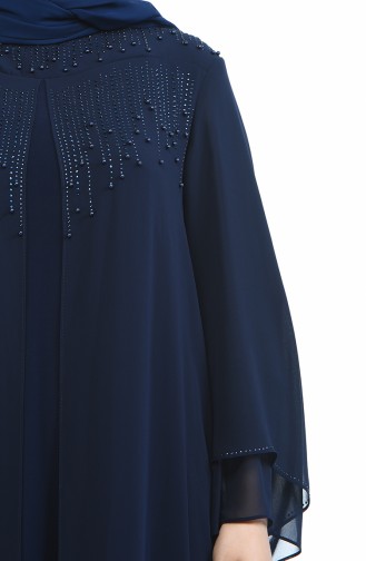 Robe de Soirée Grande Taille 6256-03 Bleu Marine 6256-03