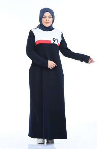 10009-02 فستان رياضي مقاس كبير كحلي 10009-02