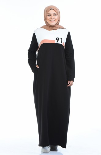 Schwarz Hijab Kleider 10009-05