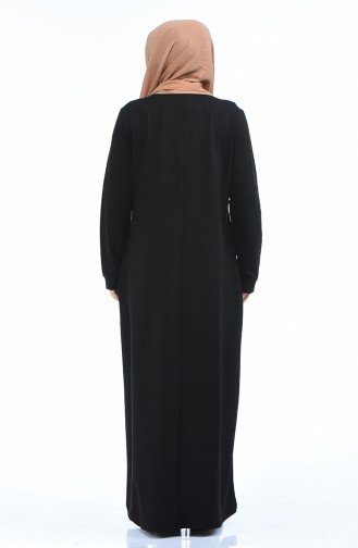 Schwarz Hijab Kleider 10009-05