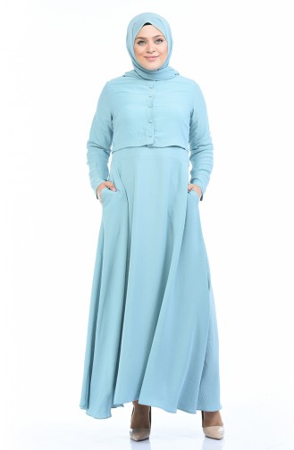 Unreife Mandelgrün Hijab Kleider 7058-02