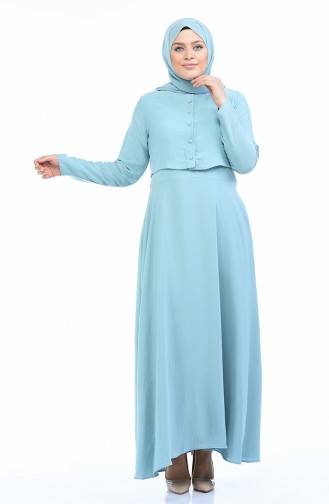 Green Almond Hijab Dress 7058-02