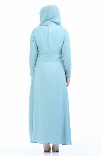 Green Almond Hijab Dress 7058-02