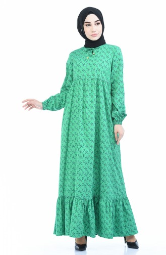 Büzgülü Elbise 1285-01 Yeşil