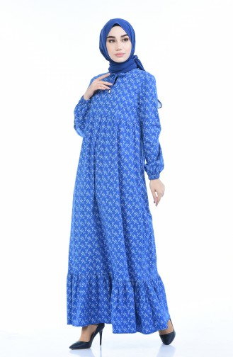 Gerafftes Kleid 1285-05 Blau 1285-05