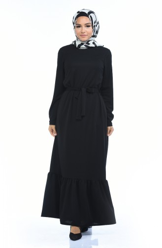 Gerafftes Kleid mit Band 1013-01 Schwarz 1013-01