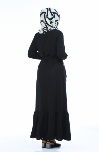 Gerafftes Kleid mit Band 1013-01 Schwarz 1013-01