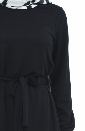 Gerafftes Kleid mit Band 1013-01 Schwarz 1013-01