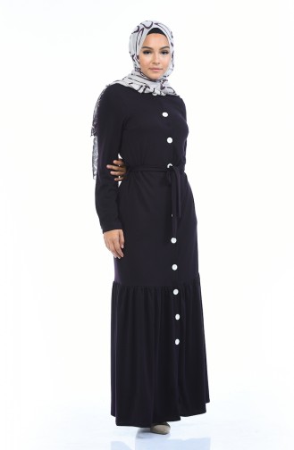 Geknöpftes Kleid mit Band 1014-01 Lila 1014-01