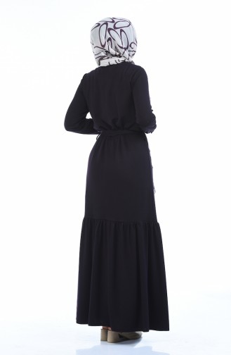 Geknöpftes Kleid mit Band 1014-01 Lila 1014-01